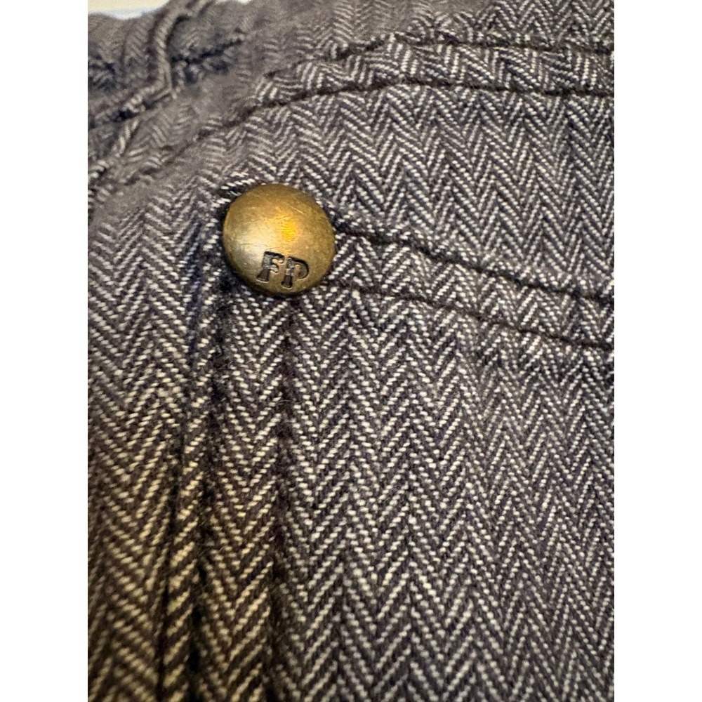 Free People Herringbone Wide Leg Flare Pants Grey‎ Cotton Trousers Size 27 Boho - Picture 3 of 7